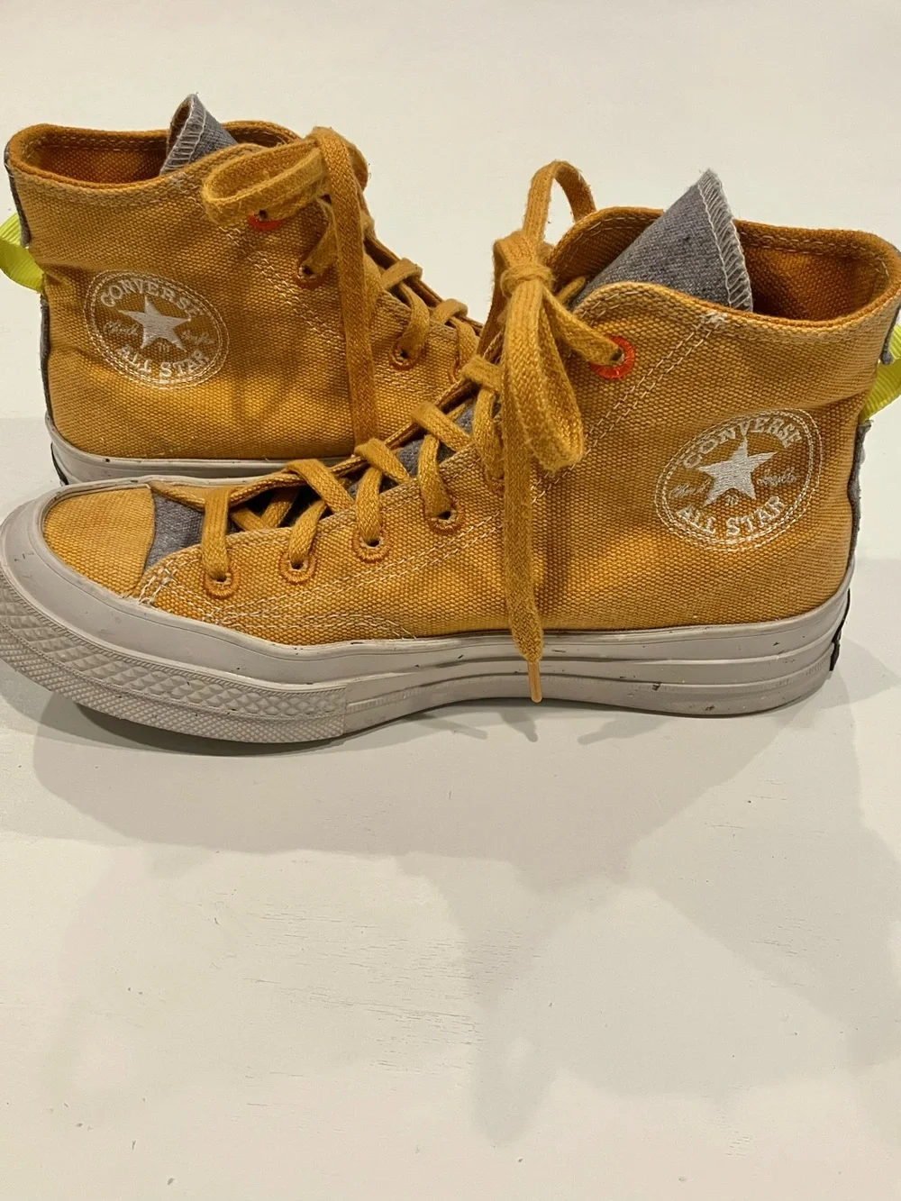 Unisex High-Top Canvas Sneakers in Mustard Yellow